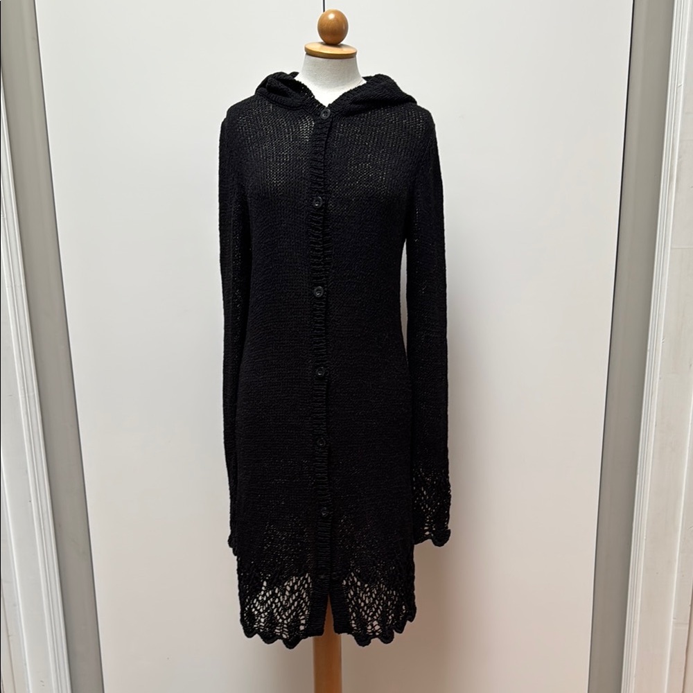 BCBGMAXAZRIA Black Knit Hooded Cardigan
